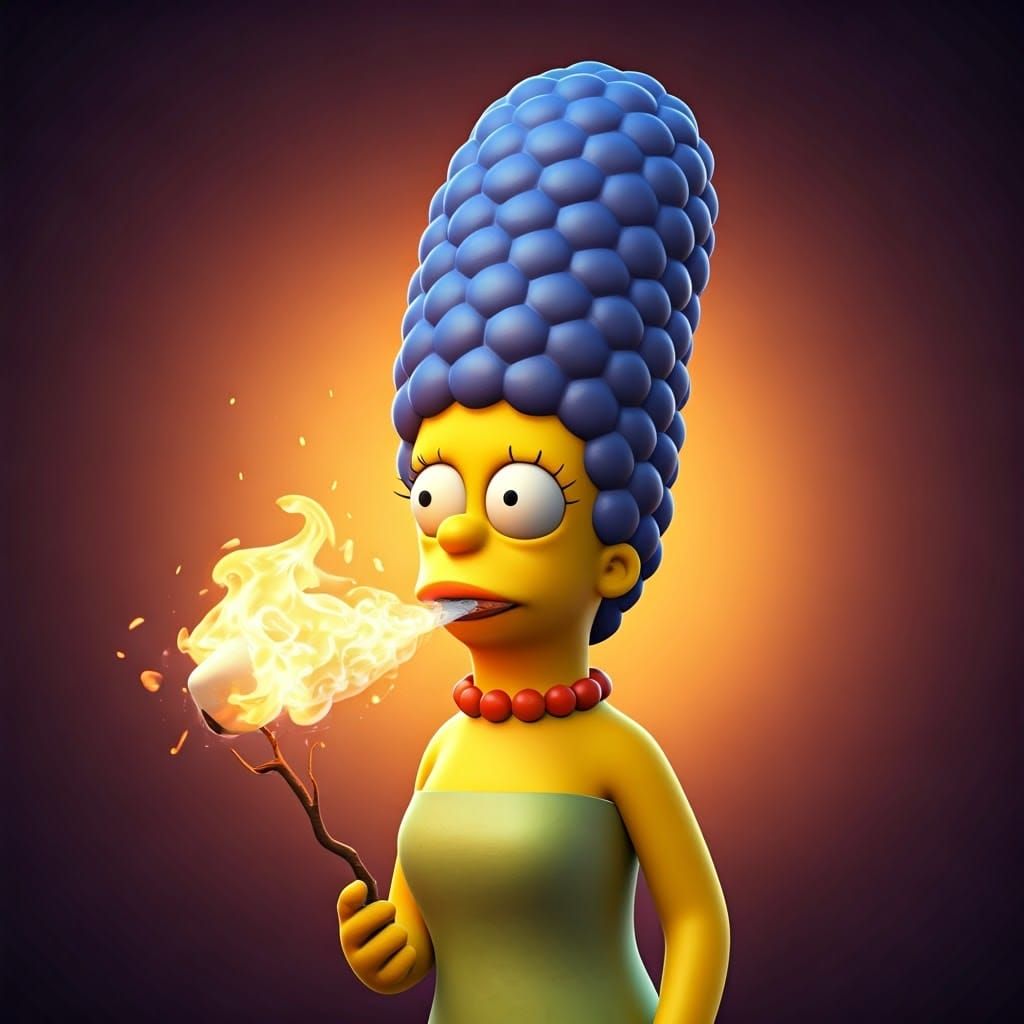 Marge Simpson Embodies Fire and Whimsy in Vibrant Concept Ar...