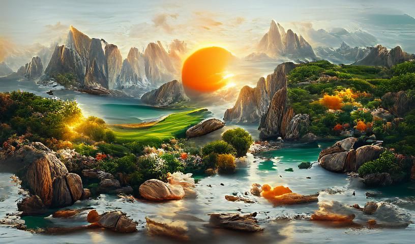 Majestic Ocean View at Sunrise in 3D