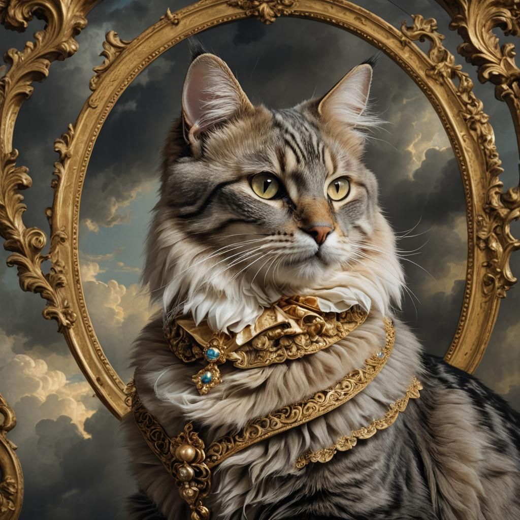Baroque Cat Portrait in Venetian Rococo Style