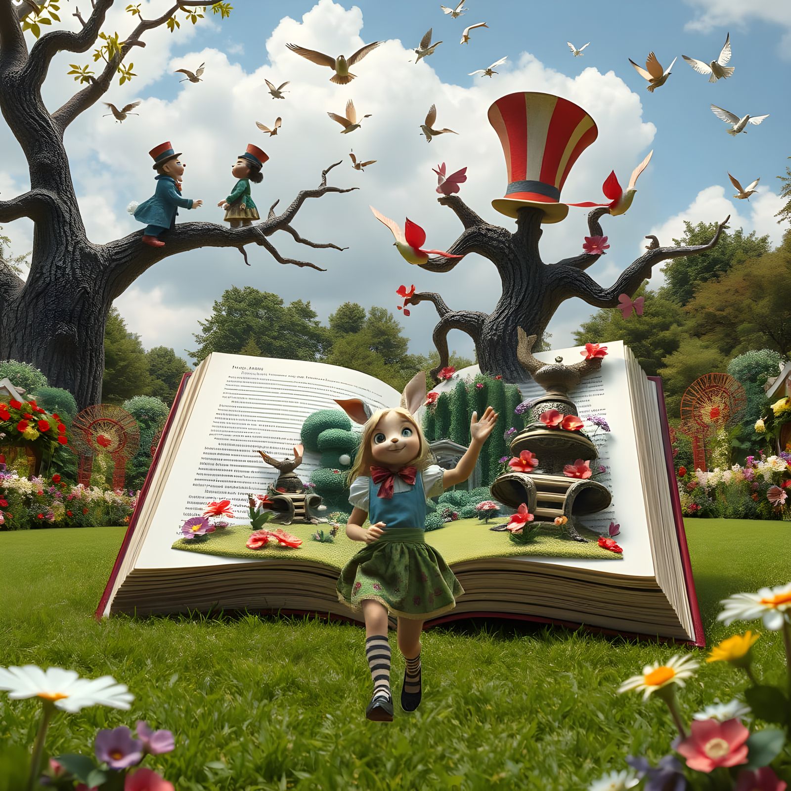 Alice in Wonderland Pop-Up Book Art