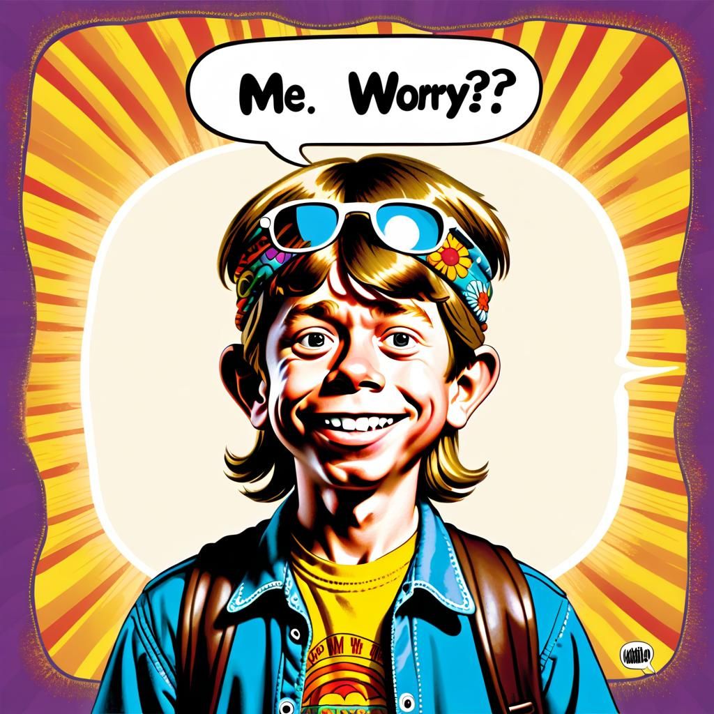Alfred E. Neuman as Hippie Saying 'What, Me Worry?'