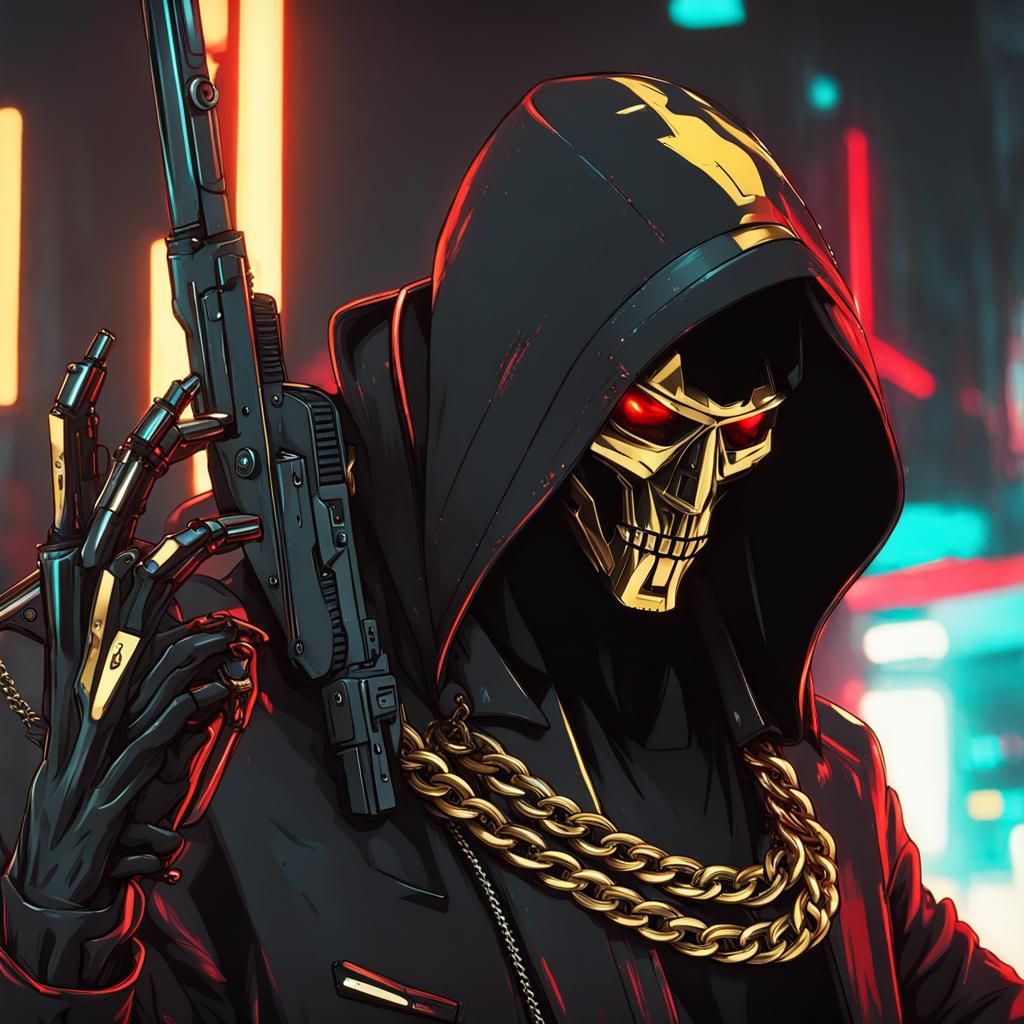 Cyberpunk Gangster Robot with Cyber Optics