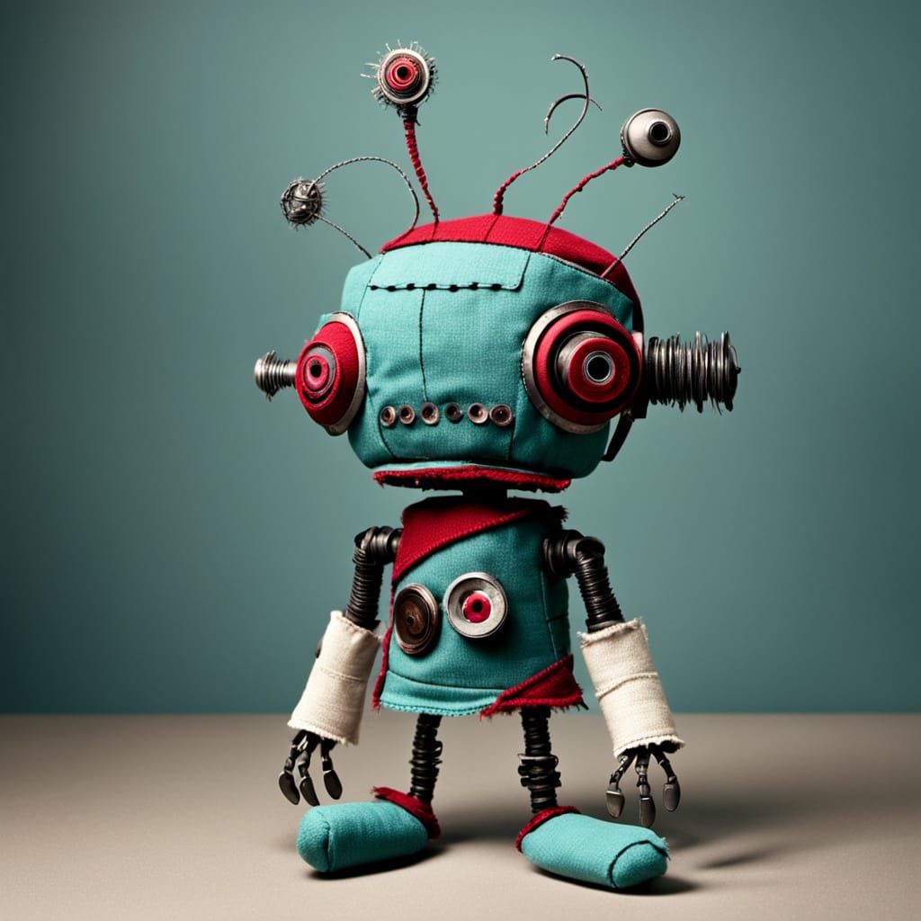 Raggedy Fabric Robot Homunculus