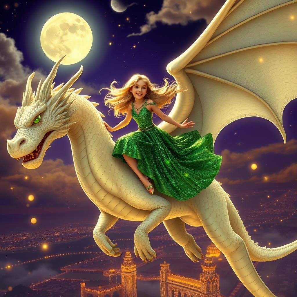 Enchanted Nighttime Magic Scene in Ethereal Style