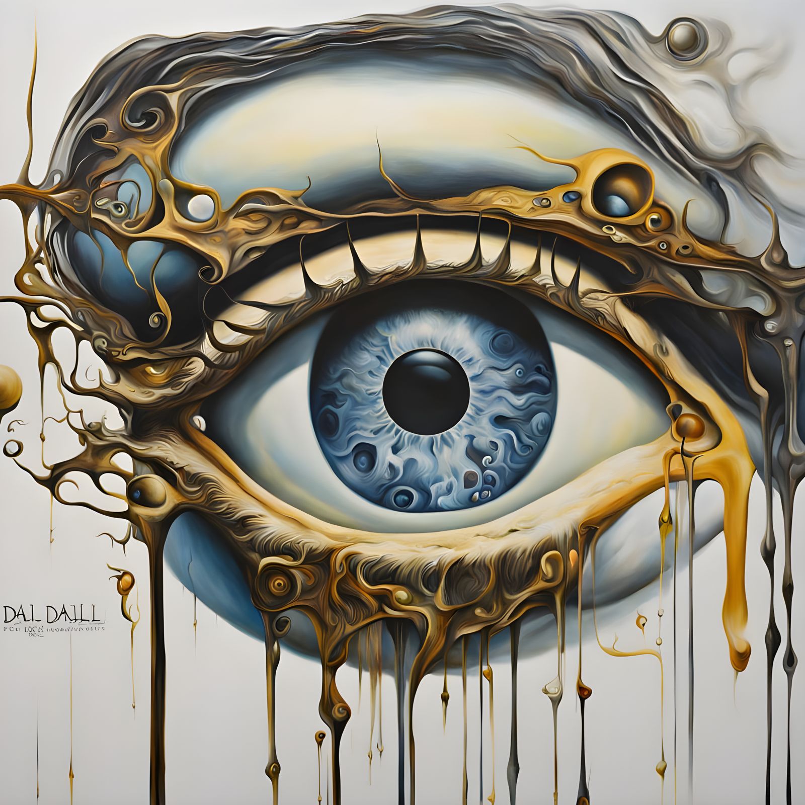 Surreal Dali-Inspired Eye of Non-Duality in Melting Oil on C...