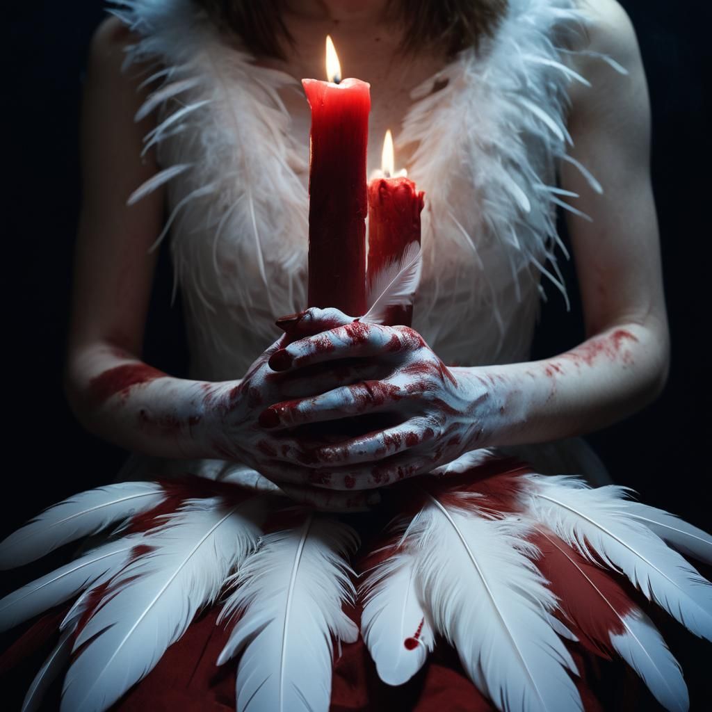 Eerie Feathered Hands in Nightmarish Surrealism