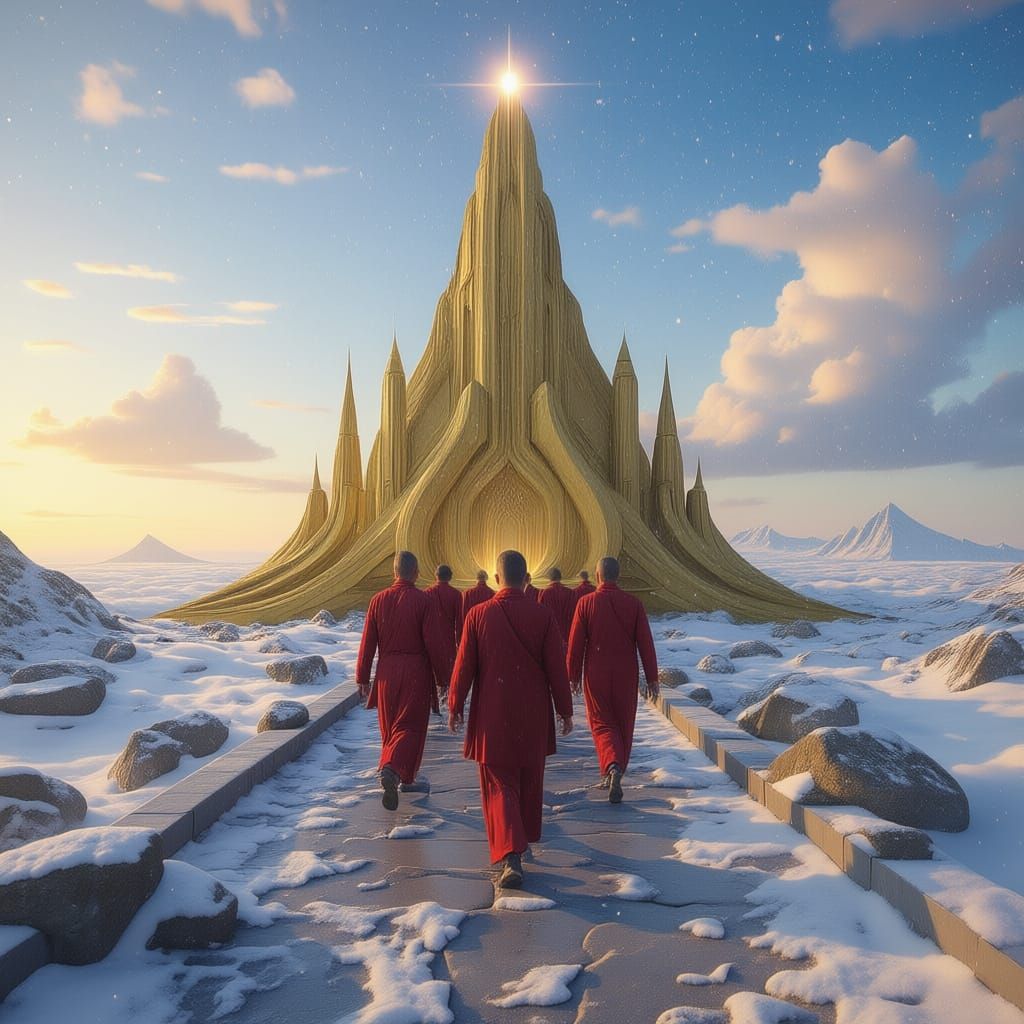 Futuristic Majestic Shrine Path in Digital Art Style