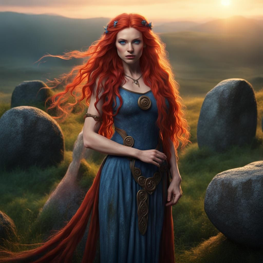 Celtic Fairy at Sunset: Detailed Matte Painting