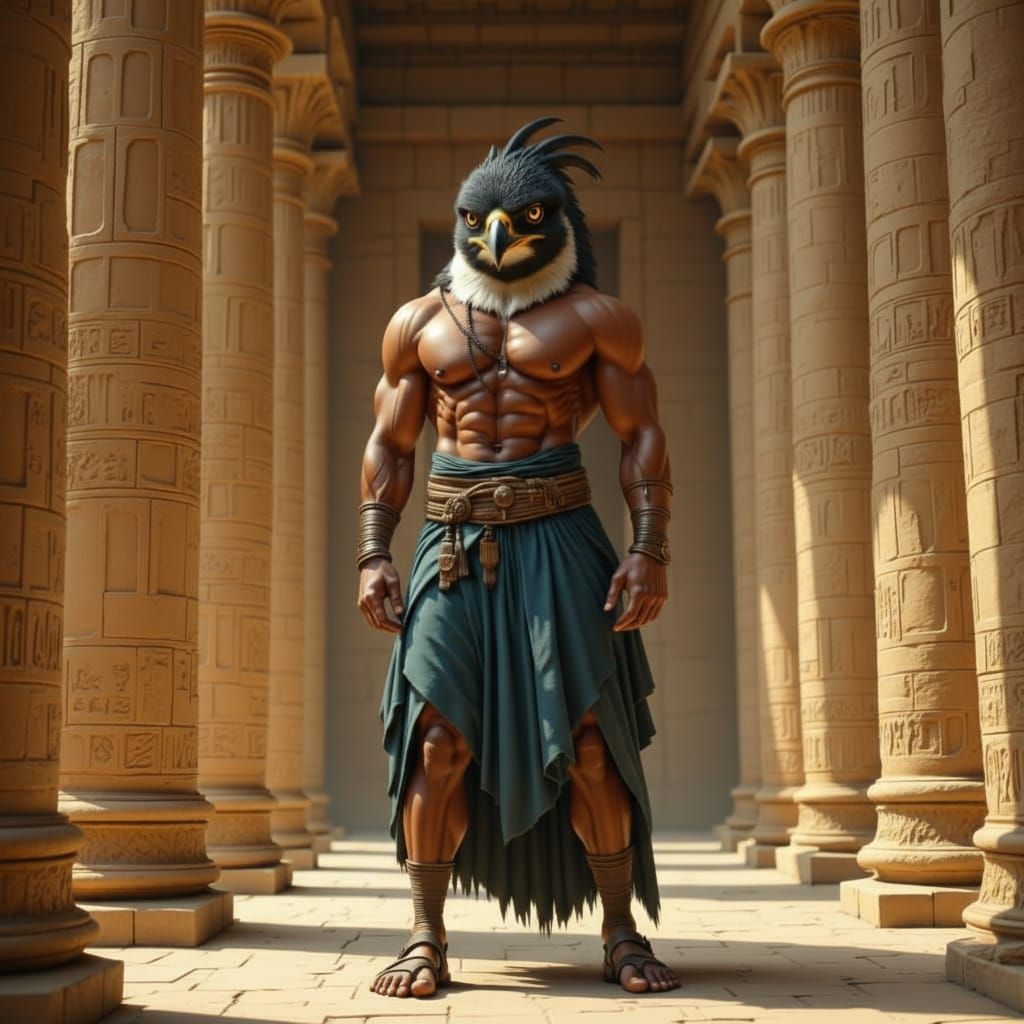 Ra, Egyptian Sun God with Gyrfalcon Head