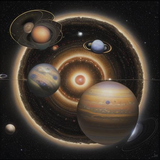 Galactic Solar System as Klimt-Inspired Art