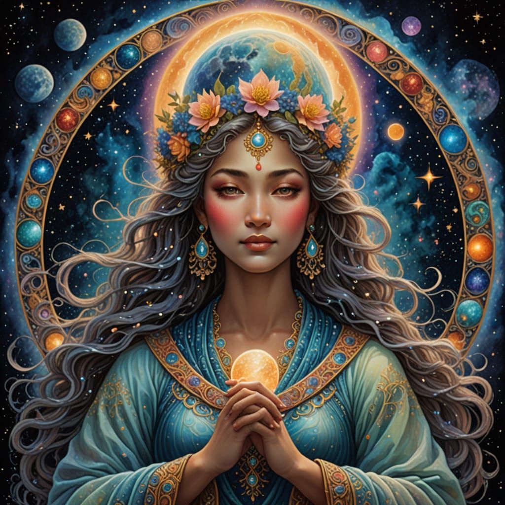 Moon Goddess Portrait in Ethereal Style