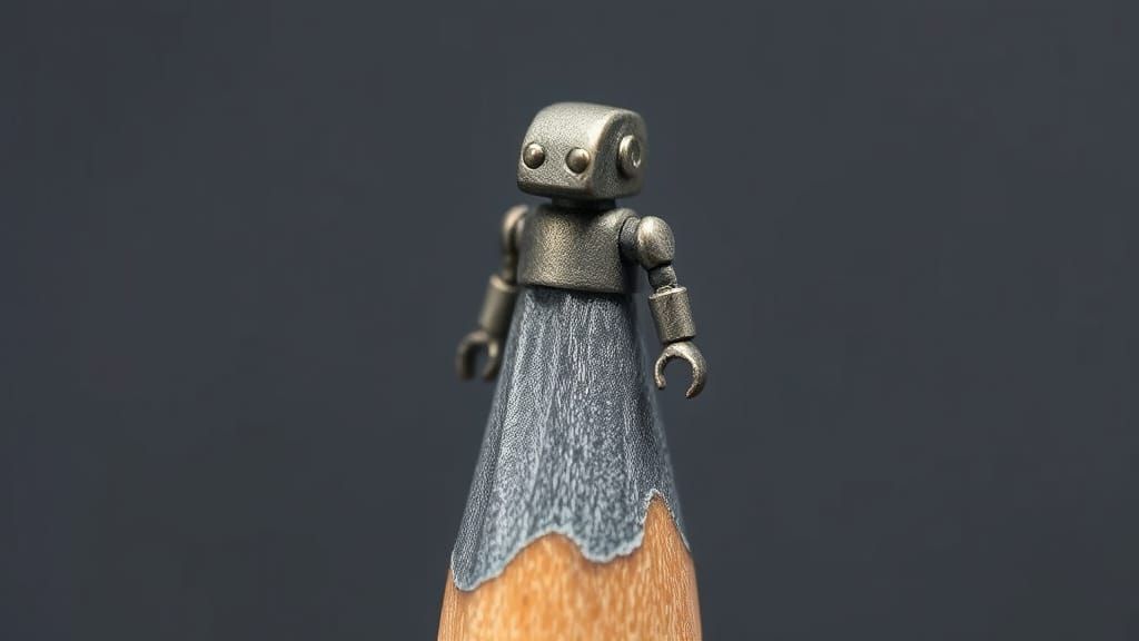 Robot Carved from Pencil Tip