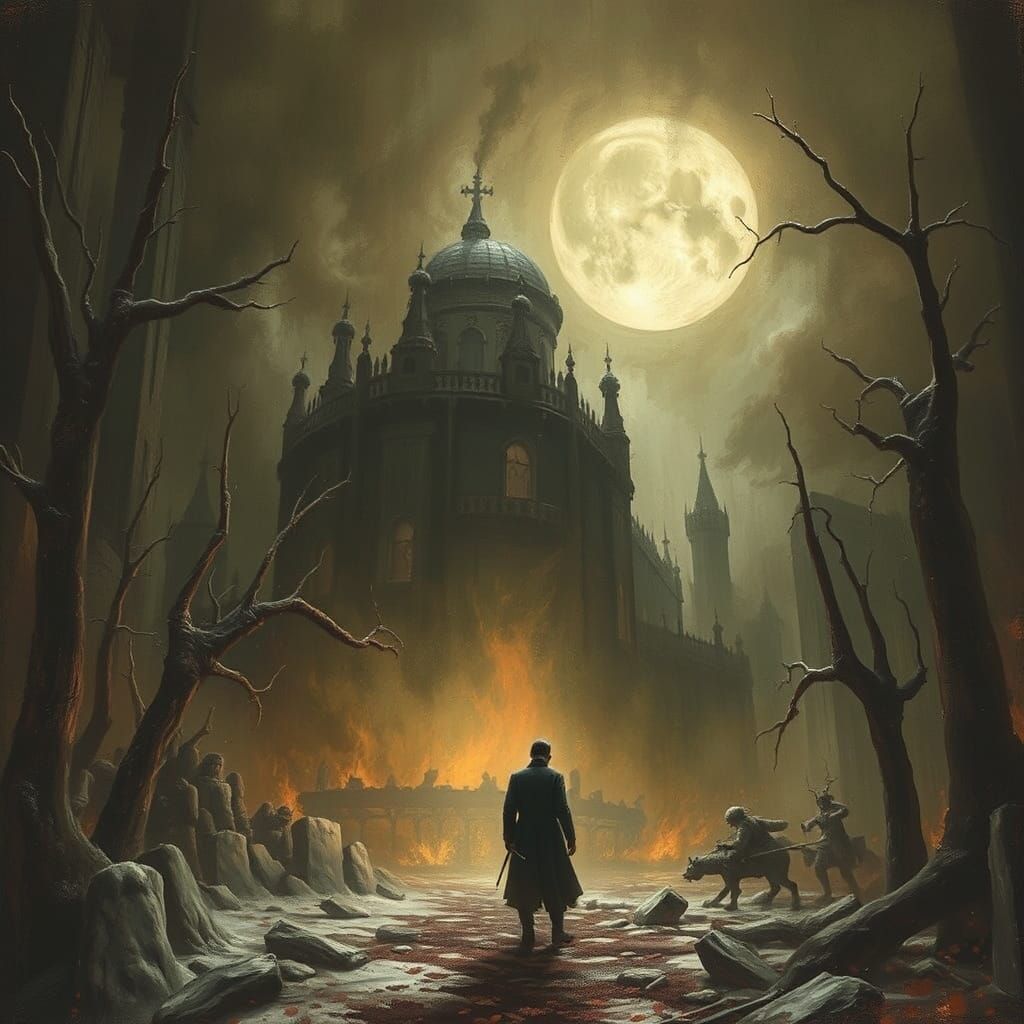 Horrific Nightmare Scene in Doré Style