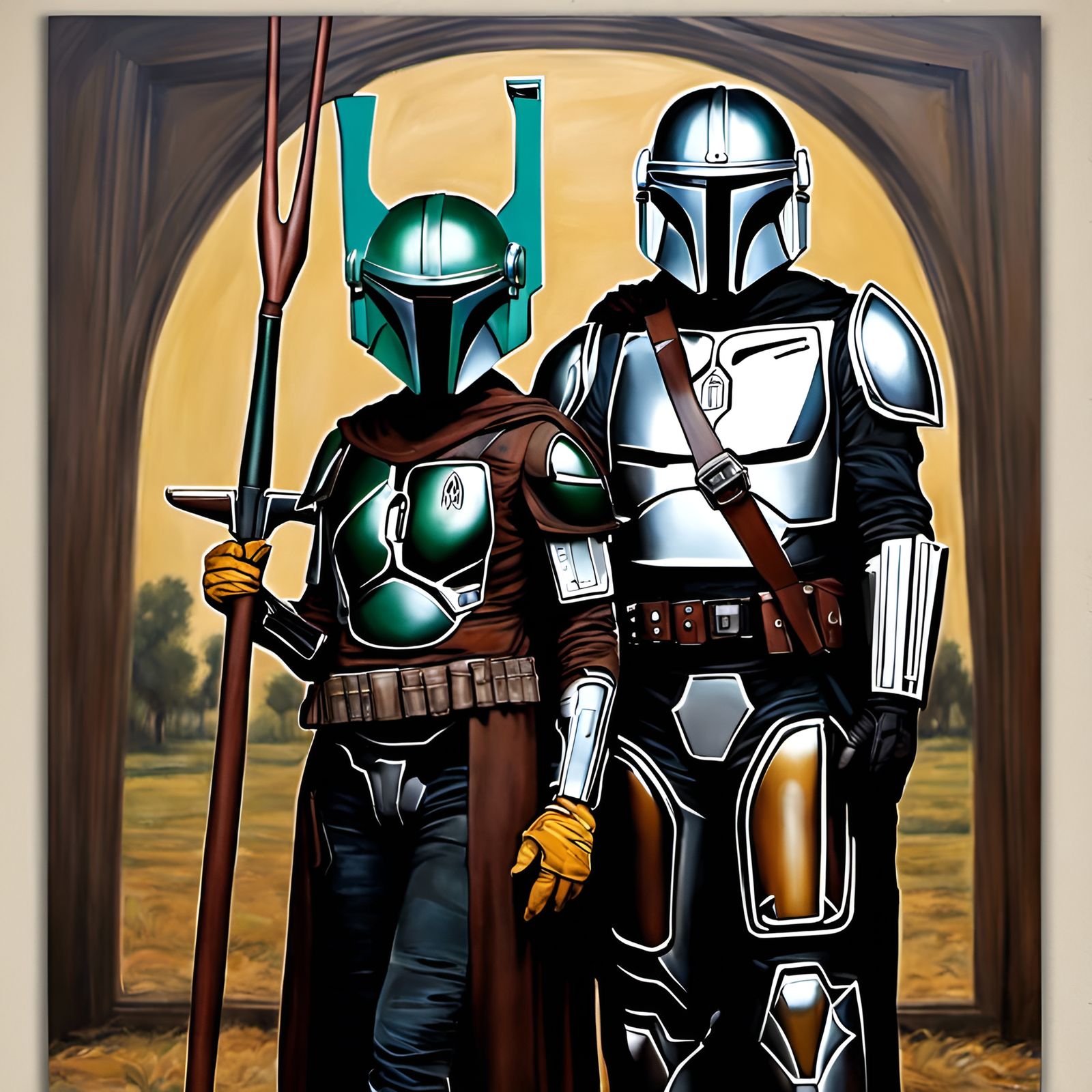 Mandalorian American Gothic Painting