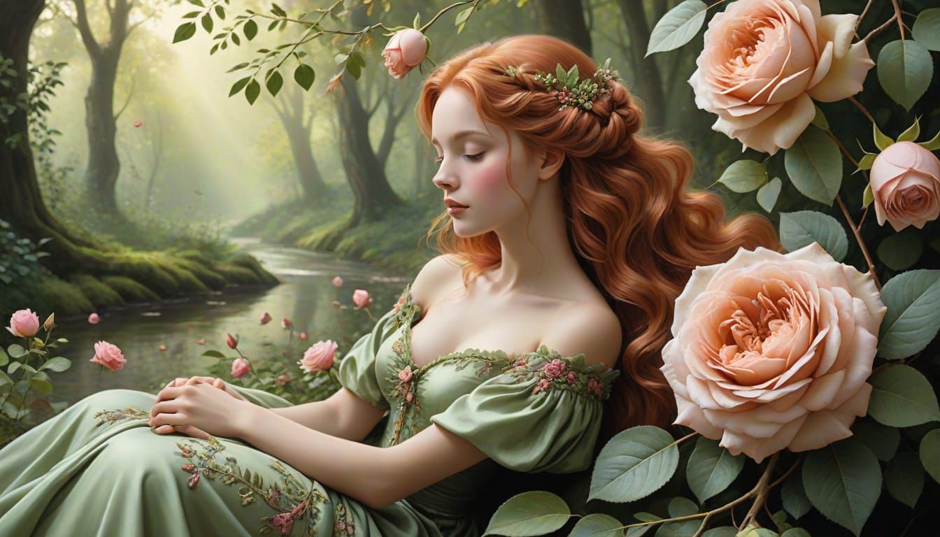 Mystical Figure in Whimsical Forest Landscape