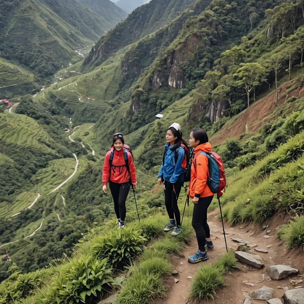Woman on Mountain Peak Radiating Joy