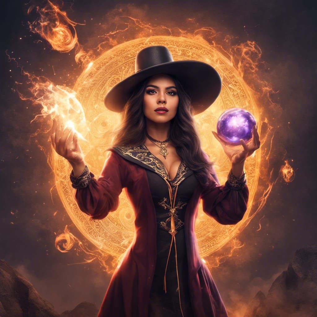Latina Magician Casting an Epic Spell