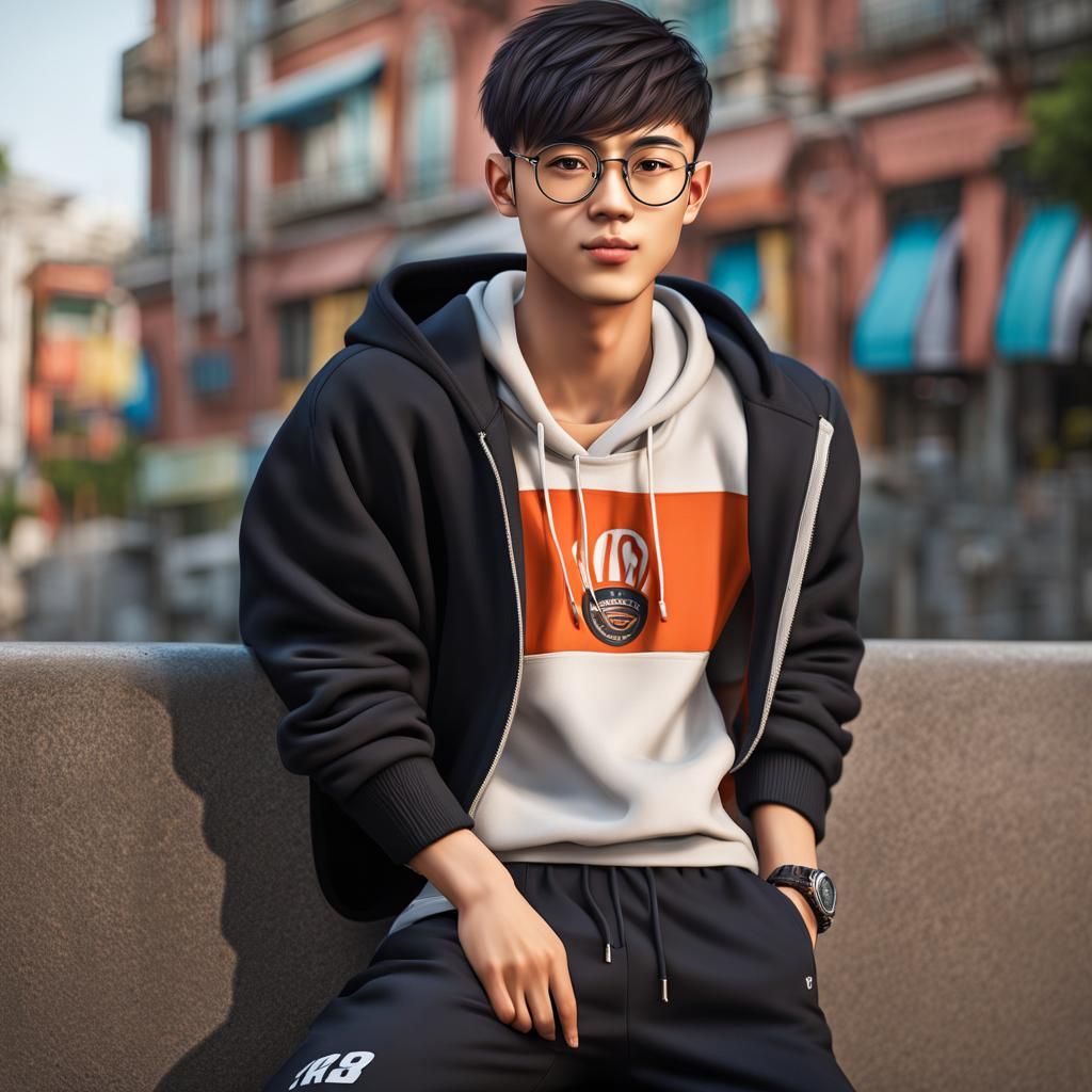 Charming Asian Teenager with Expressive Features