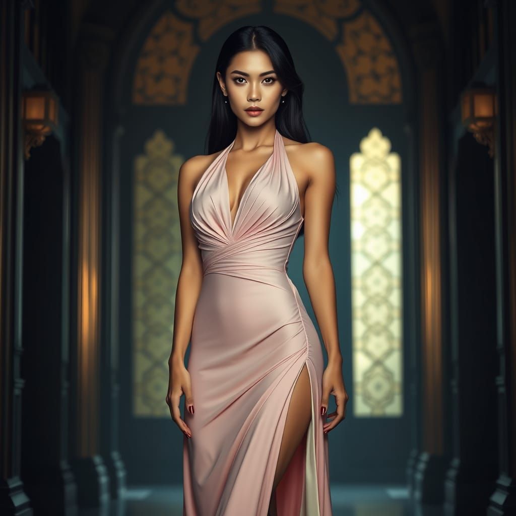 Ethereal Laotian Beauty in Gothic Opulence