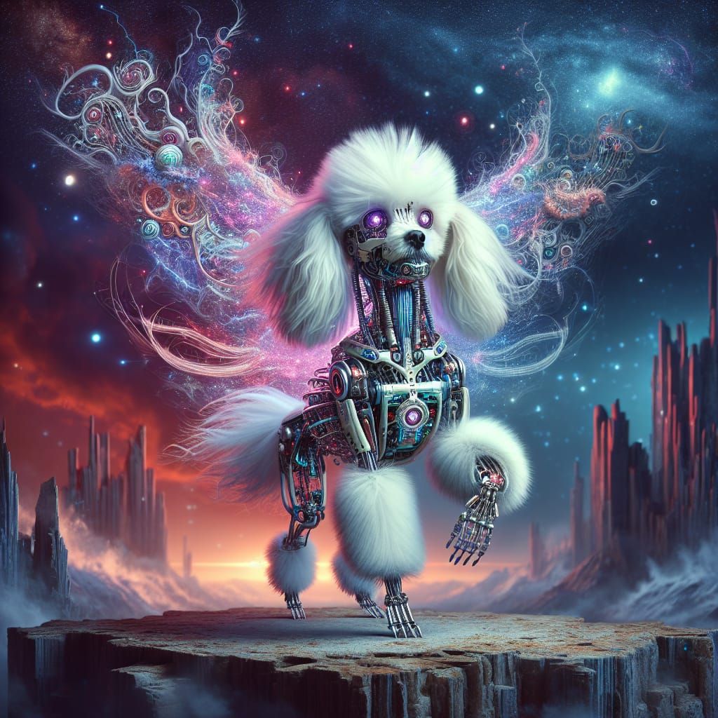 Cute Cyborg Pixie in Cyberpunk Style