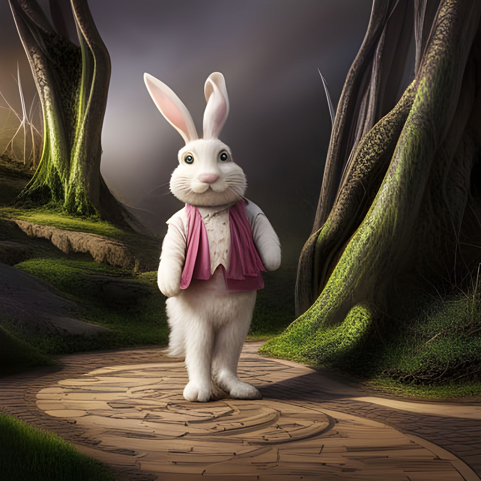 Whimsical Easter Rabbit in Fairytale Perspective