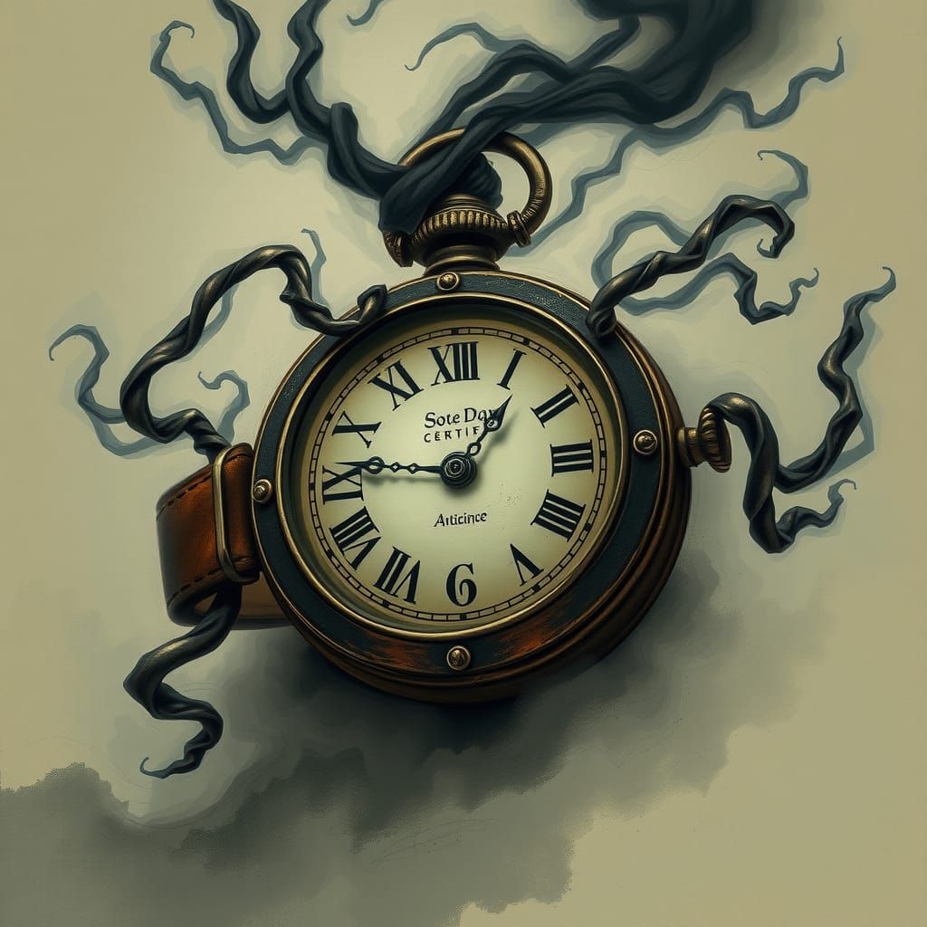 Ornate Timepiece Surrounded by Ethereal Mist