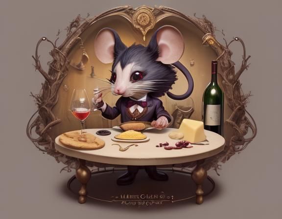 Chibi Mouse Sommelier Presents Wine and Cheese