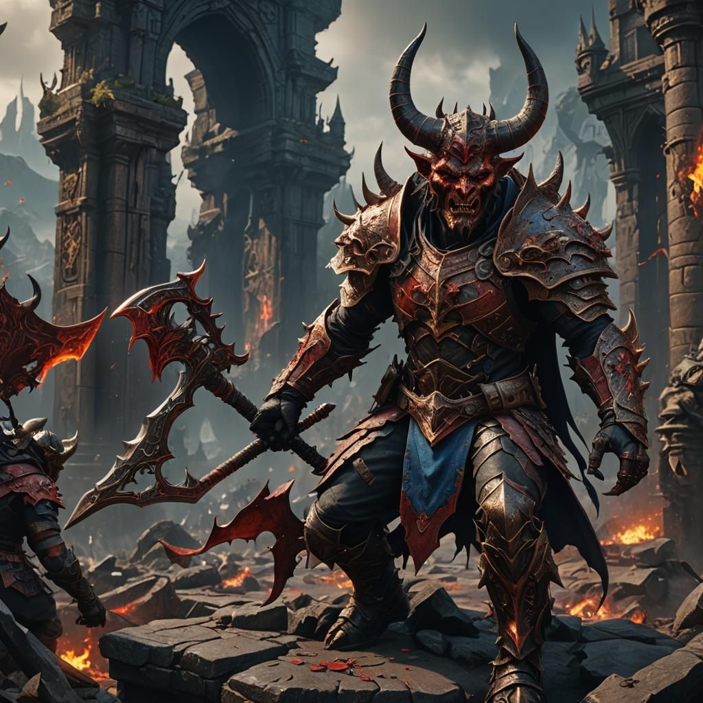 Devil Warrior in Detailed Matte Painting