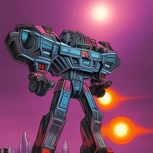 Galvatron in Comic Book Art Style