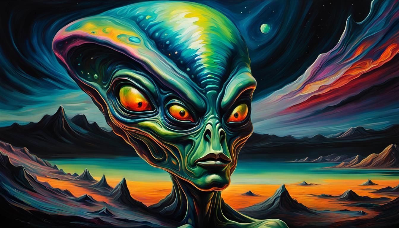 Surreal Alien Close-Up in Abstract Expressionist Style