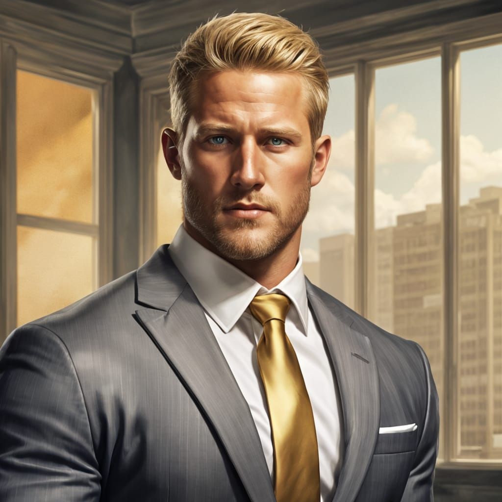 Rugged Businessman Portrait in Digital Illustration Style