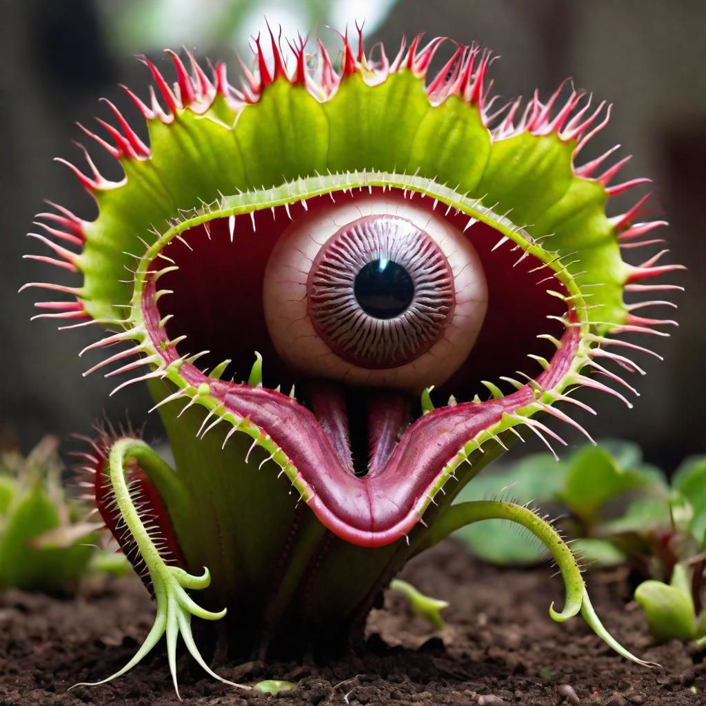 Giant Mutated Venus Flytrap with Bulbous Head
