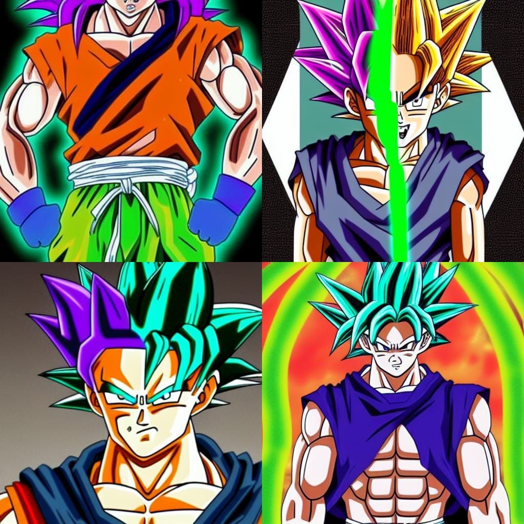 Goku with Neon Green Hair Transformation