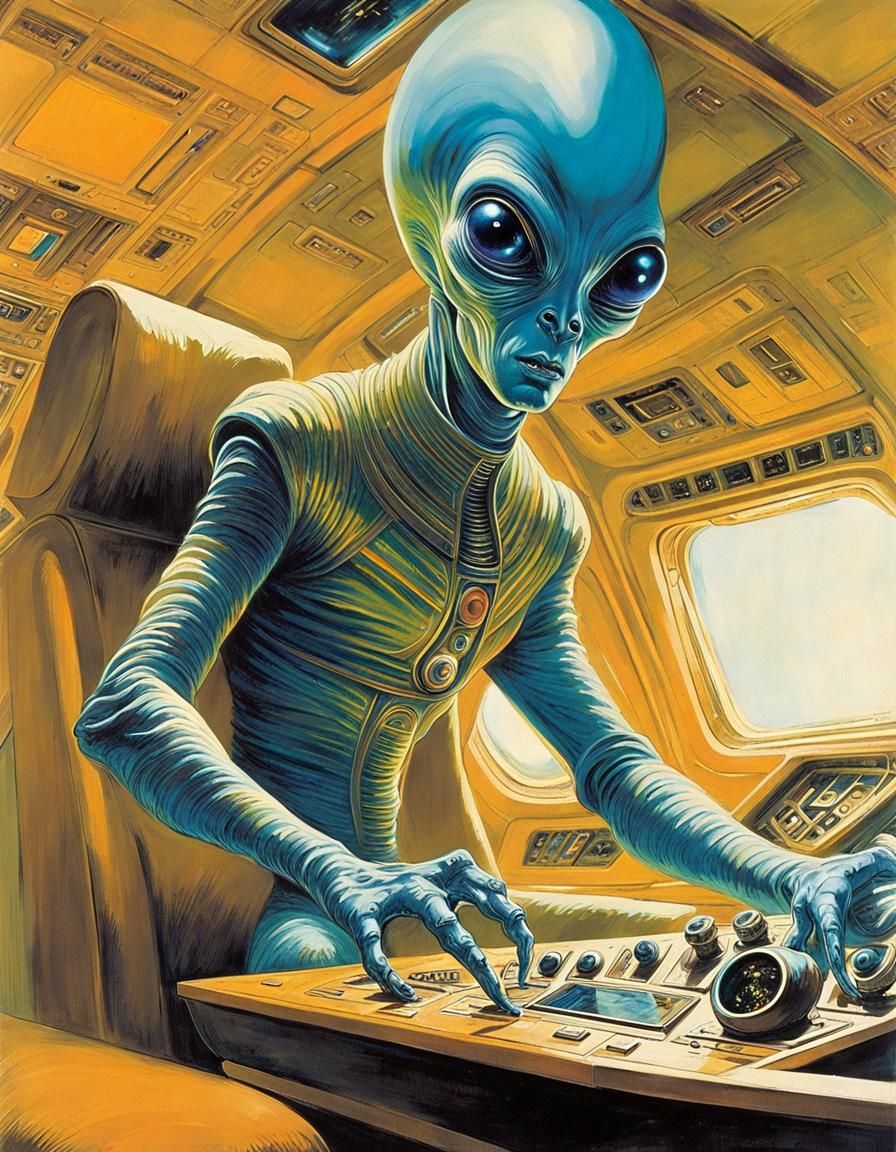 Alien Pilot in Starfighter Cockpit