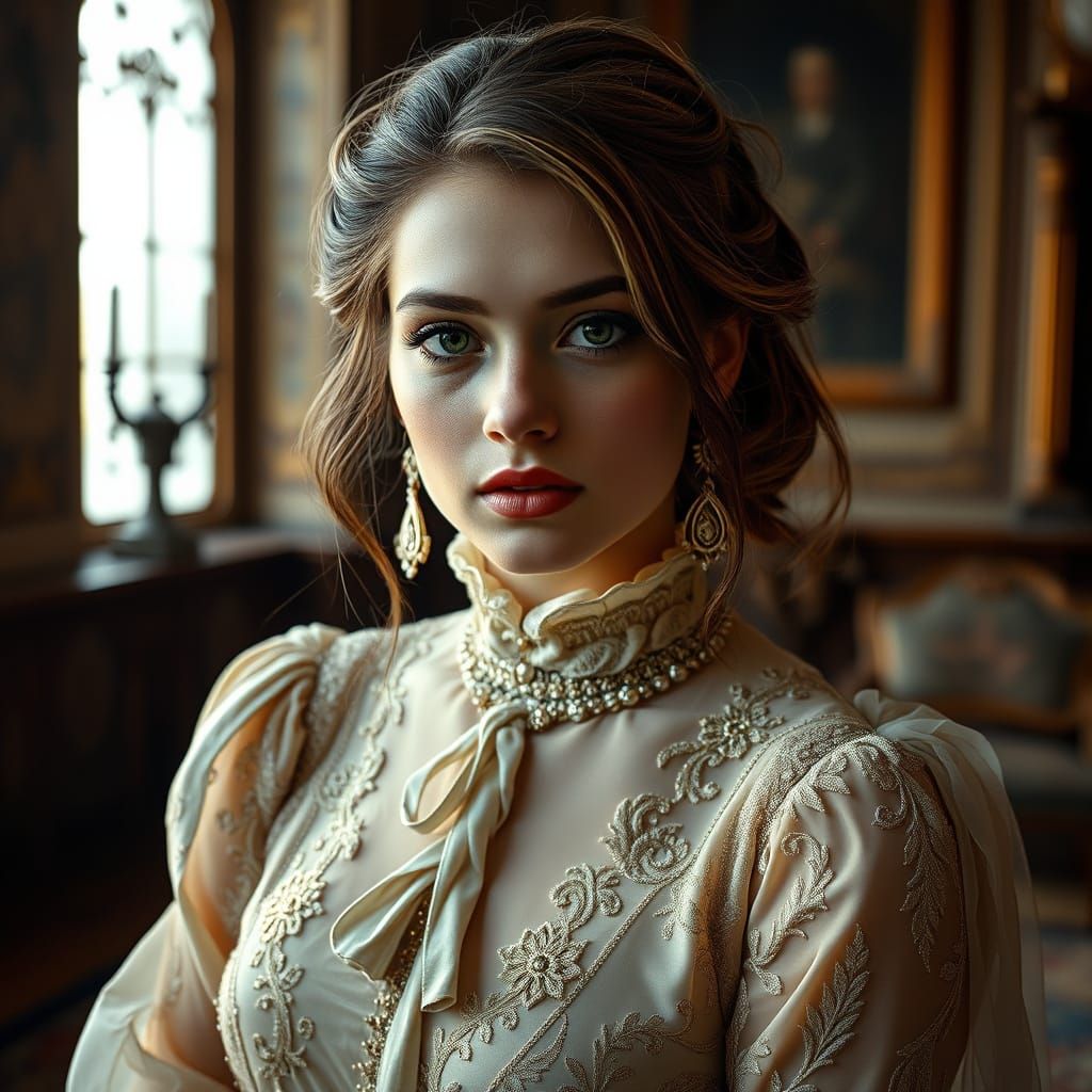 Elegant Woman Portrait in Hyper-Realistic Detail