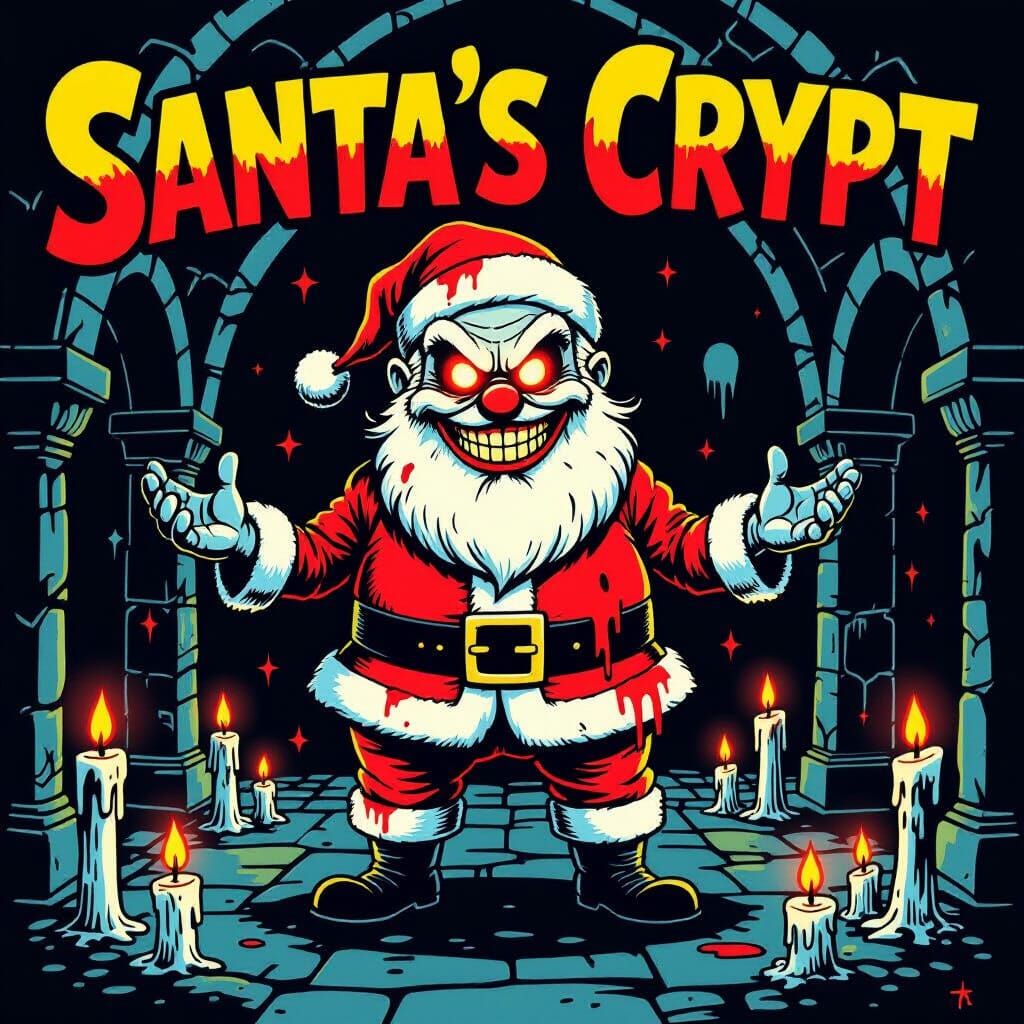 Evil Santa Crypt Keeper in Comic Book Style