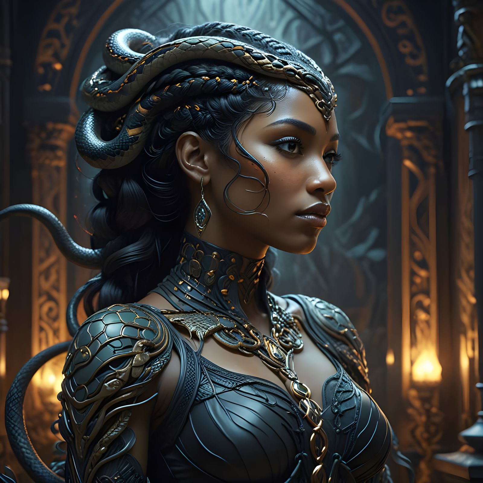 Art Nouveau Serpent Queen Illustration