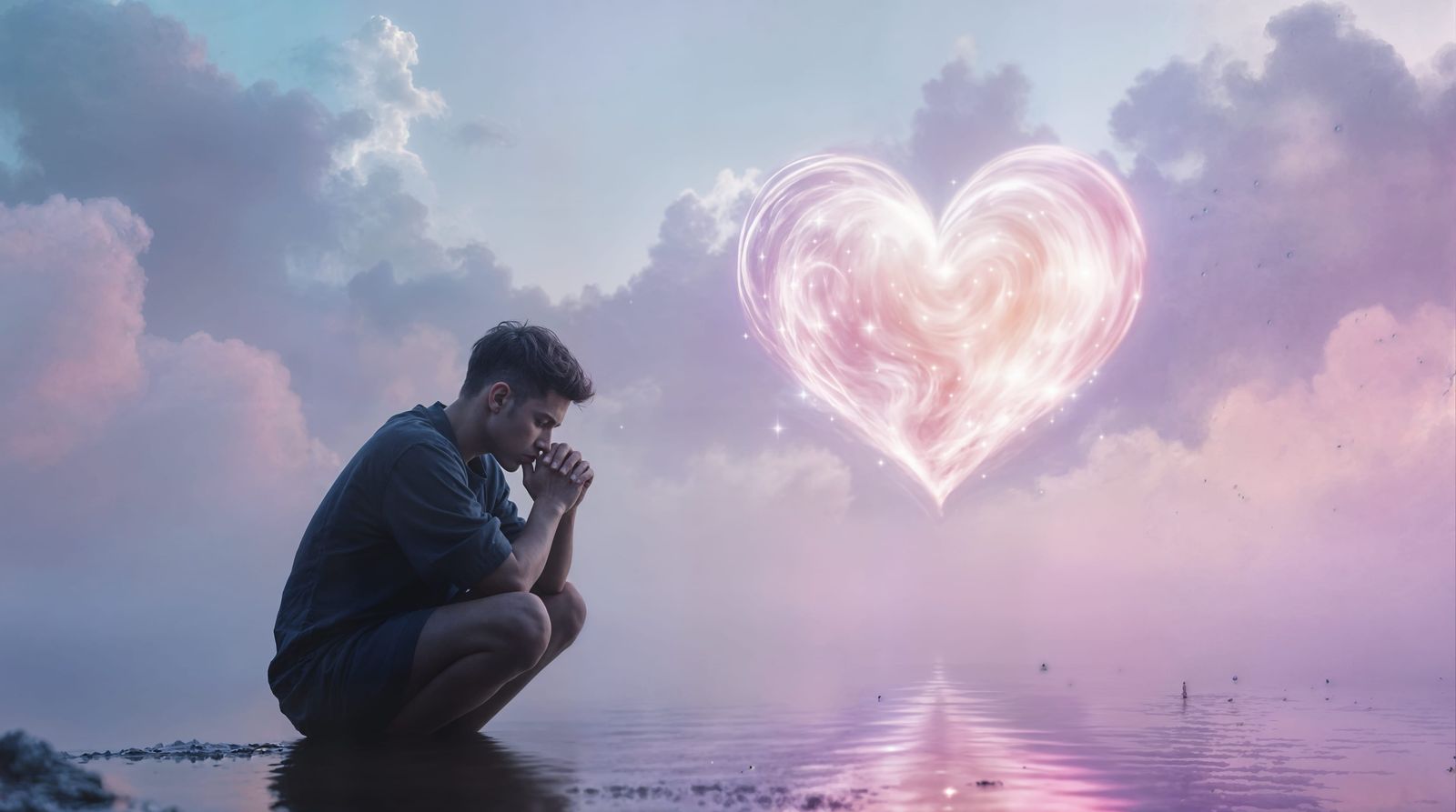 Surreal Cosmic Scene of Hopeful Reflection