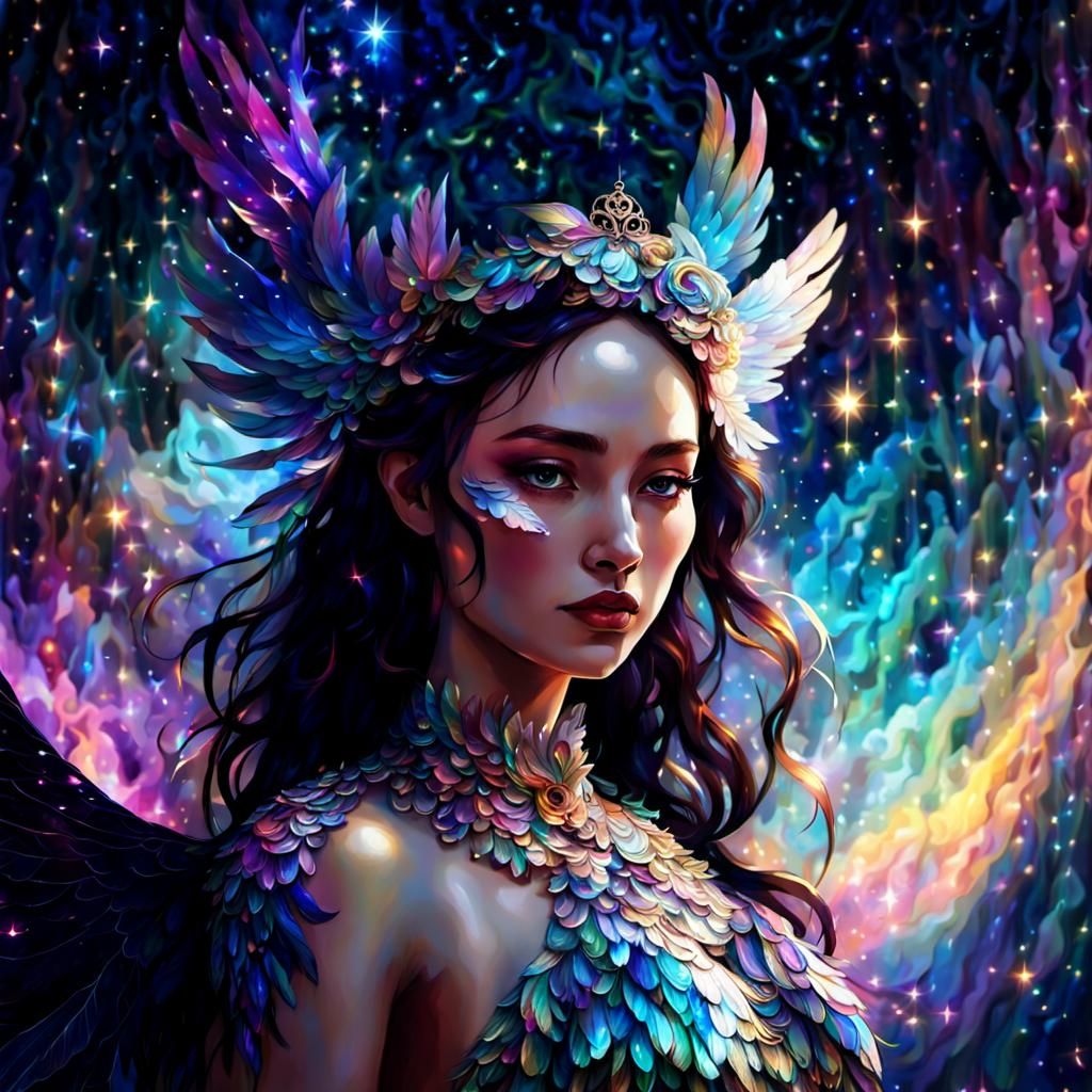Ethereal Angelic Girl Between Worlds in Digital Art