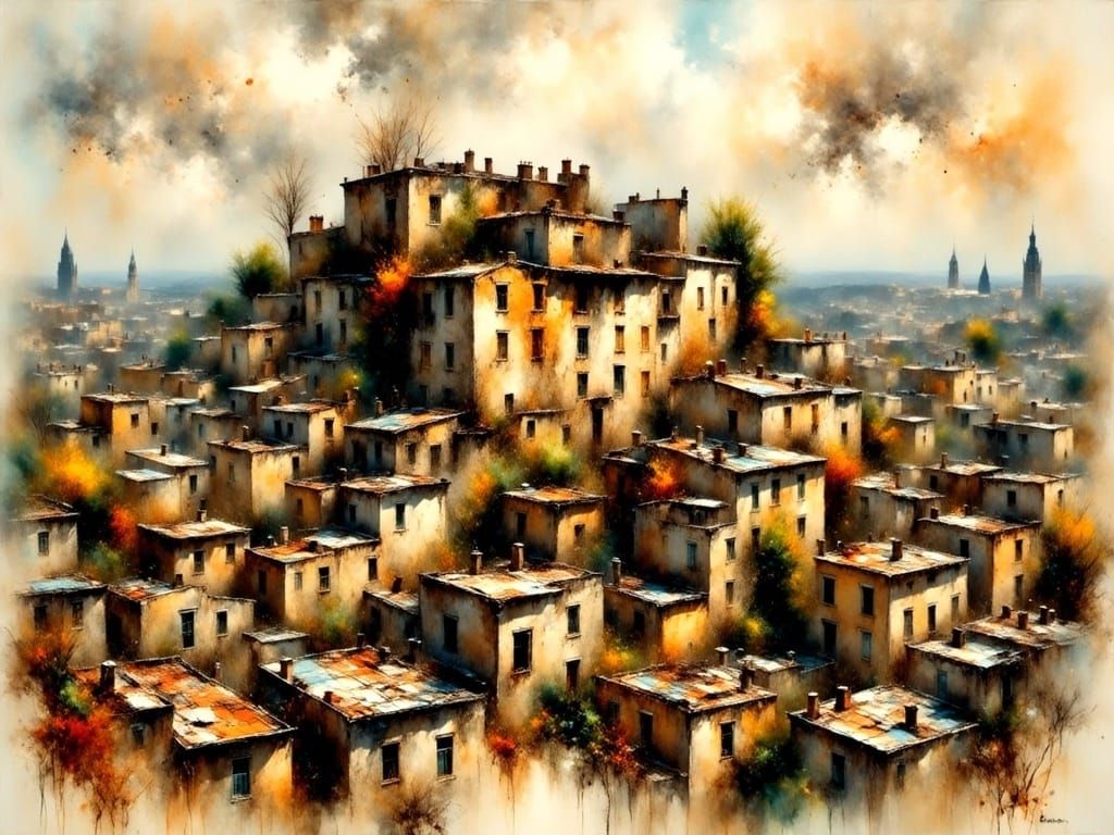 Moody Metropolis in Impressionist Style