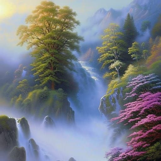 Ethereal Fantasy Rivendell in Hyperdetailed Mist