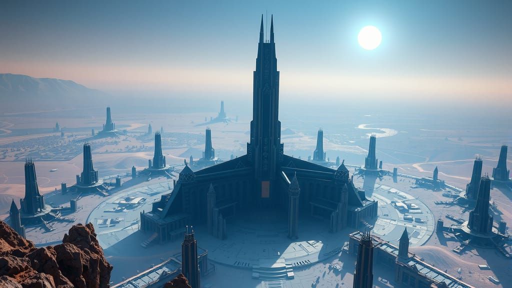 Vast Alien Metropolis on Barren Planet in Photorealistic Sty...