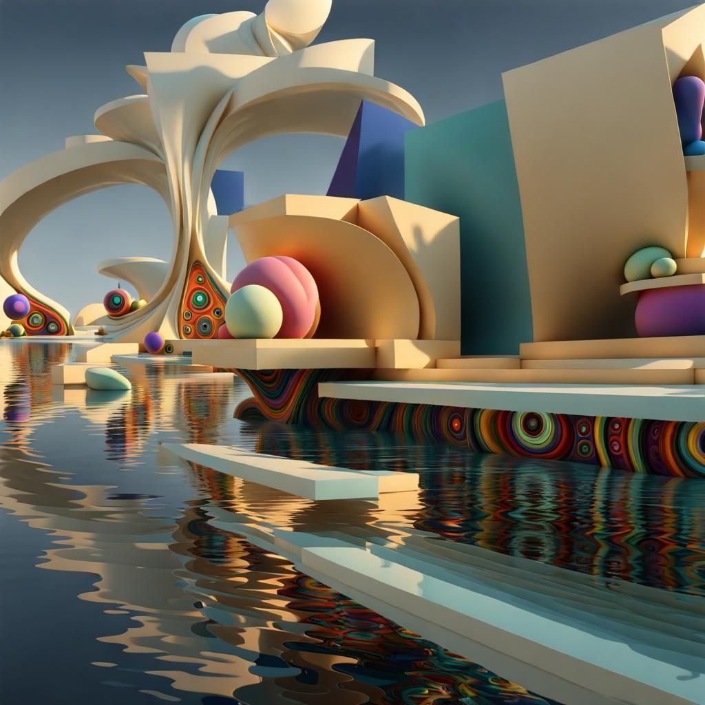 3D Multicolored Shapes: A Hyperrealistic Sculpture