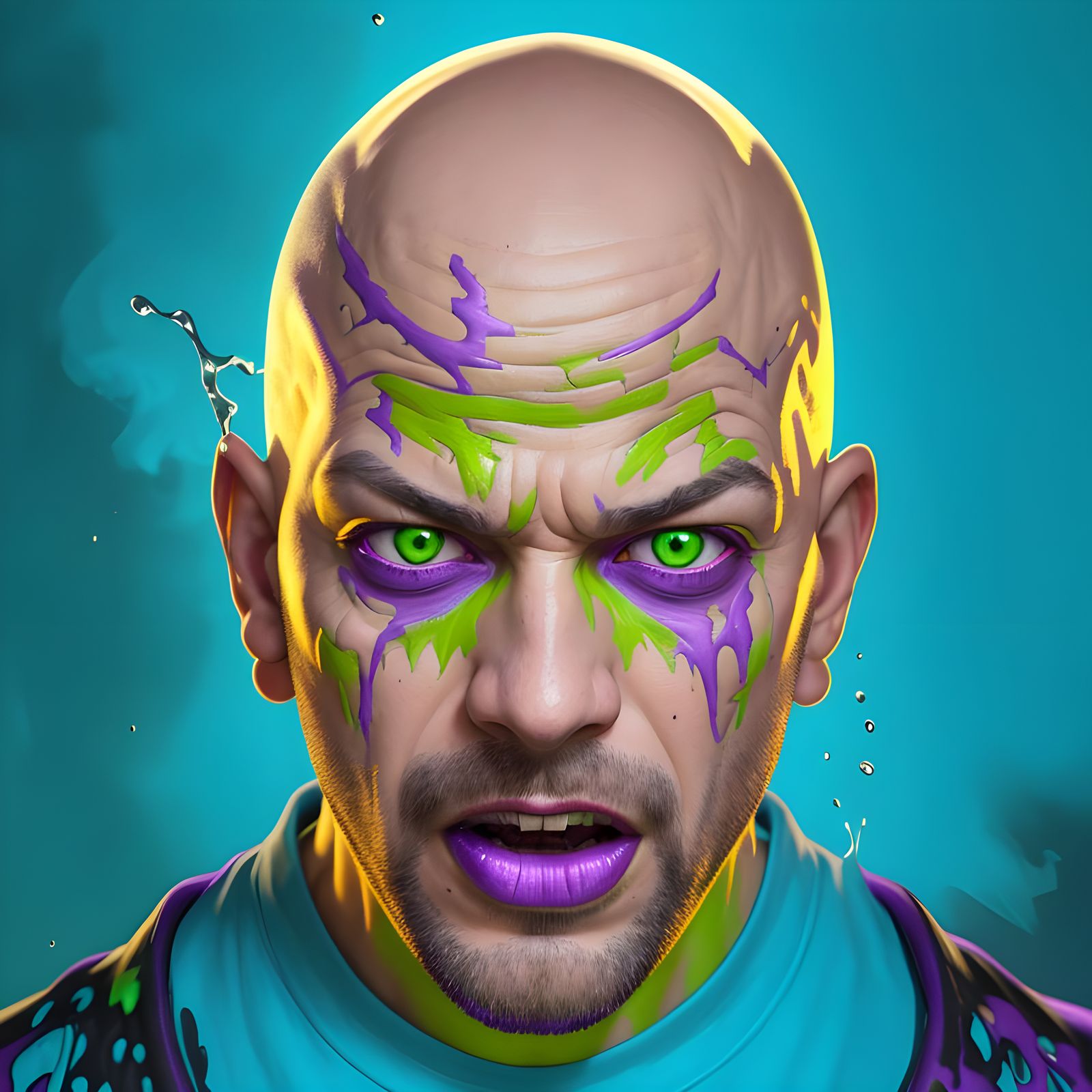 Psychedelic Portrait: Screaming Man in Graffiti Art Style