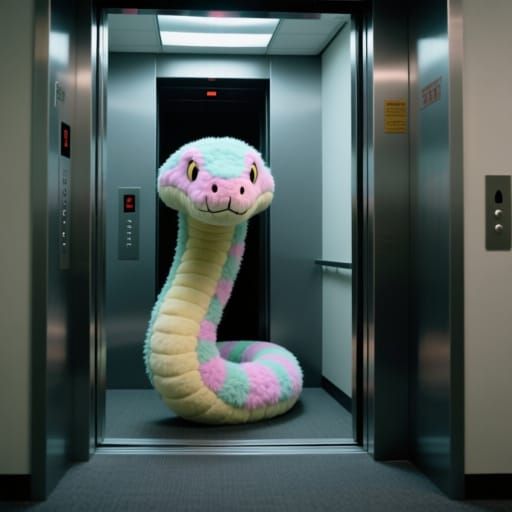 Giant Stuffed Snake in Corporate Corridor - Sinister Horror