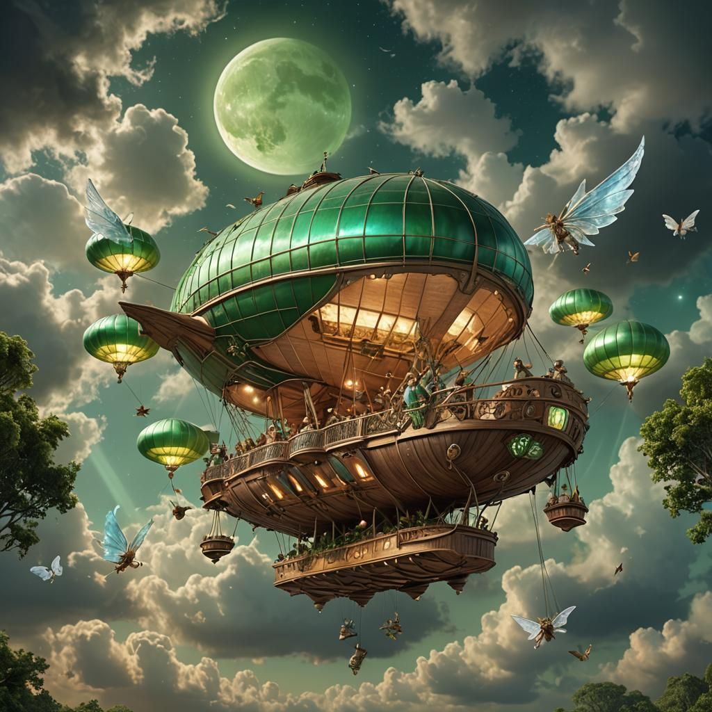 Magical Wood Nymph Airship in Flight