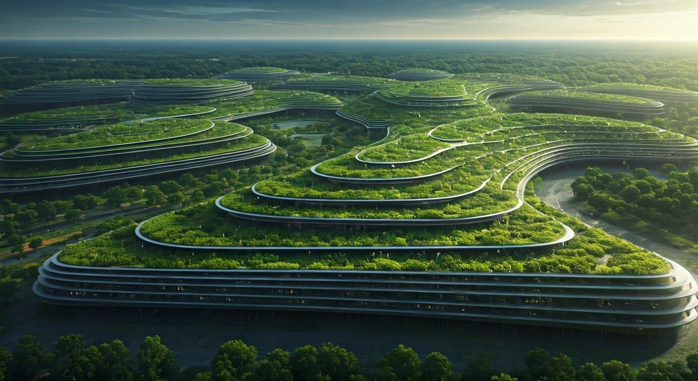 Futuristic Urban Oasis with Advanced Green Infrastructure
