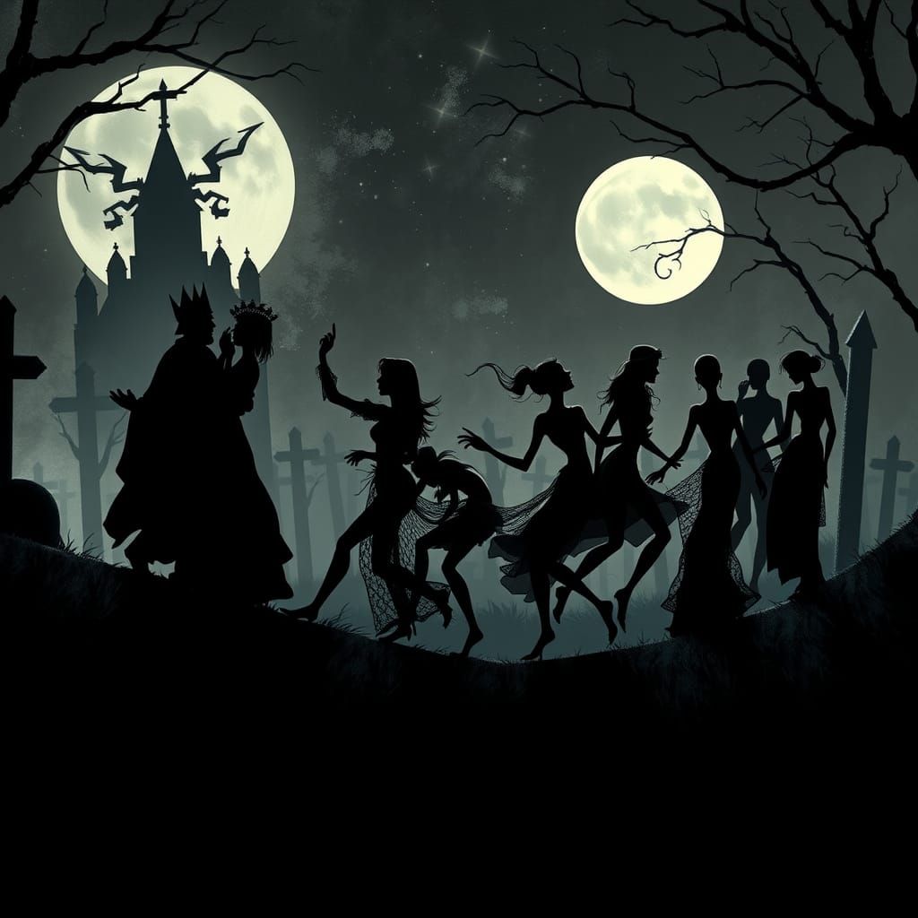 Ethereal Danse Macabre in Moonlit Graveyard