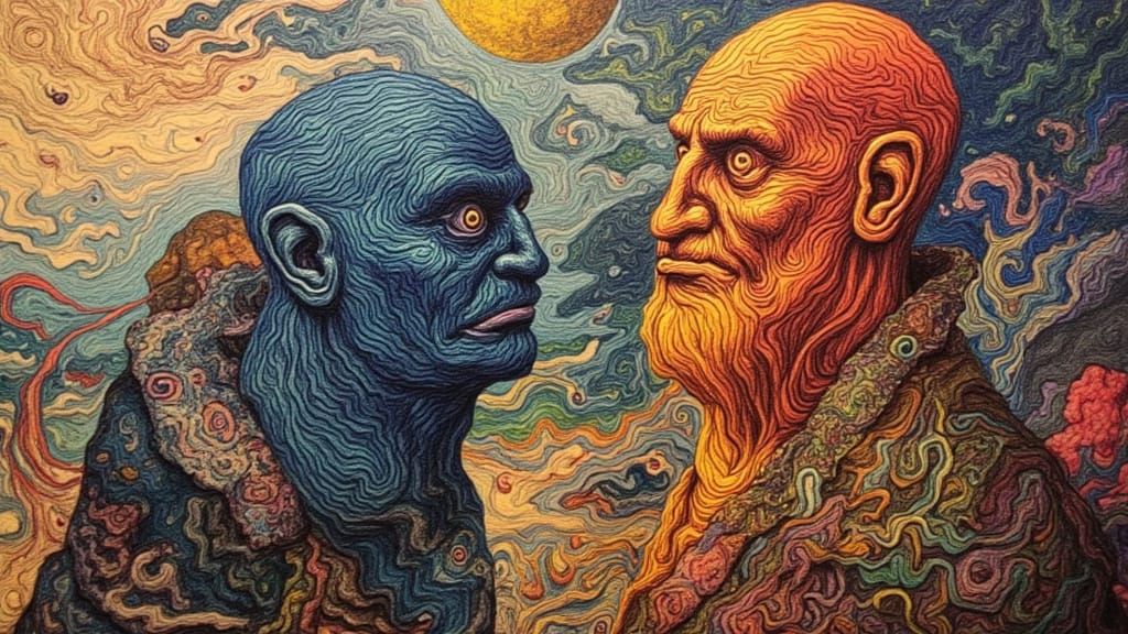 Mystical Pirate Sloop Navigates a Cosmic Storm