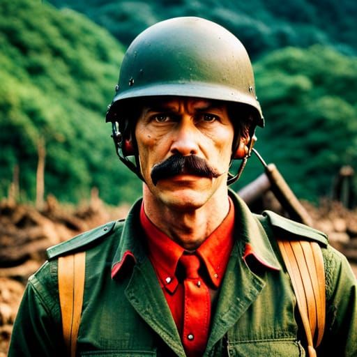 Man with Moustache Portrait in Golden Age Style